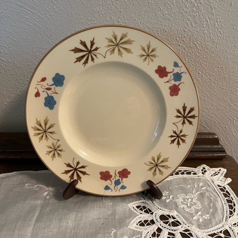 Vintage Fransiscan Larkspur Cream Dinner Plate with Floral Accents